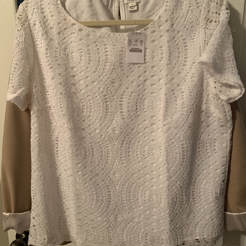 New J. Crew Top White Lace Sz 12